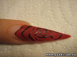 +как нарисовать розу +на ногтях