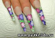 акриловые цветы +на ногтях
