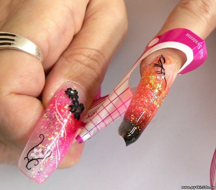 дизайн ногтей цветными гелями