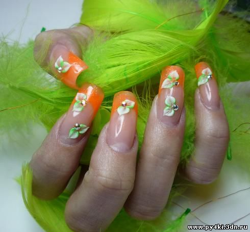 оранжевые ногти