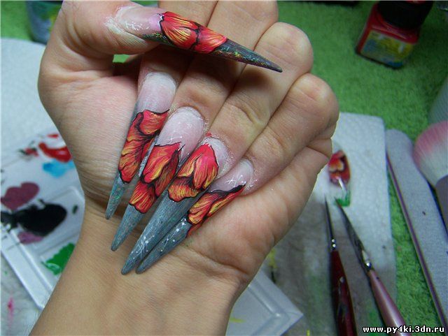 +как +на ногтях нарисовать цветок