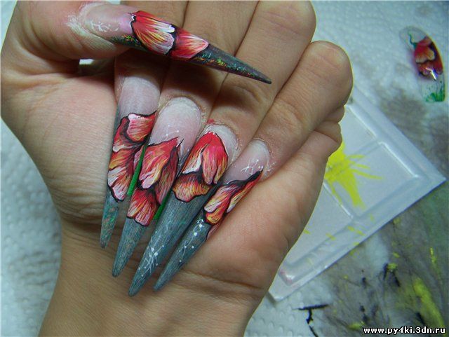 дизайн ногтей цветы