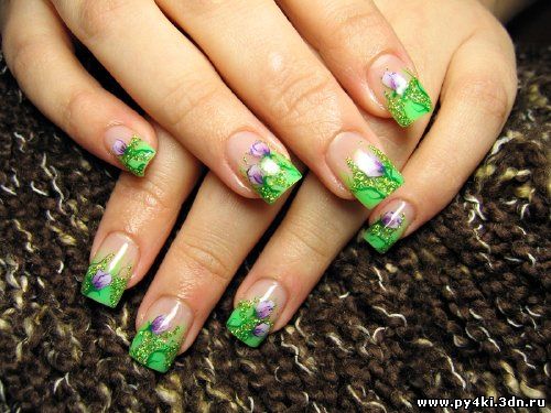 цветы +на ногтях